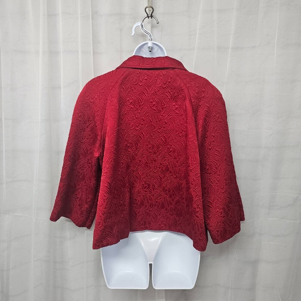 Elementz Red Floral Textured Retro Blazer Goth Punk Twee XL - Picture 7 of 12